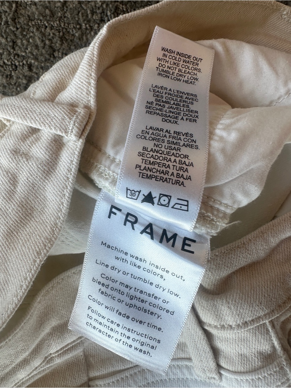 FRAME Le Mini Boot White Crop Raw Hem Denim Jeans Minimalist - Size 27 - Picture 6 of 11